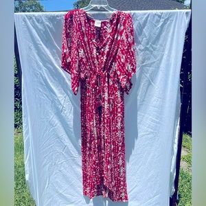 Knox Rose maxi boho dress red and white design size large